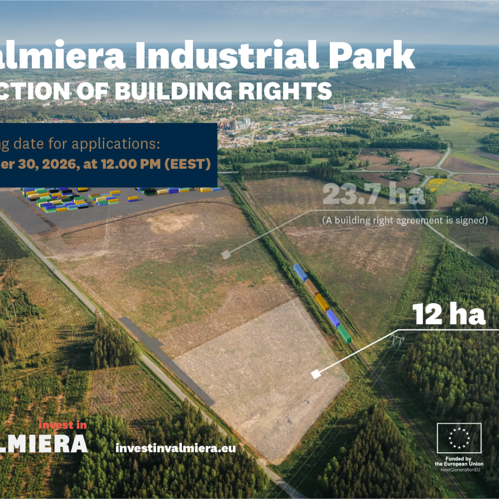 Final 12 ha development area available for investors in the fully built, nationally significant Valmiera Industrial Park