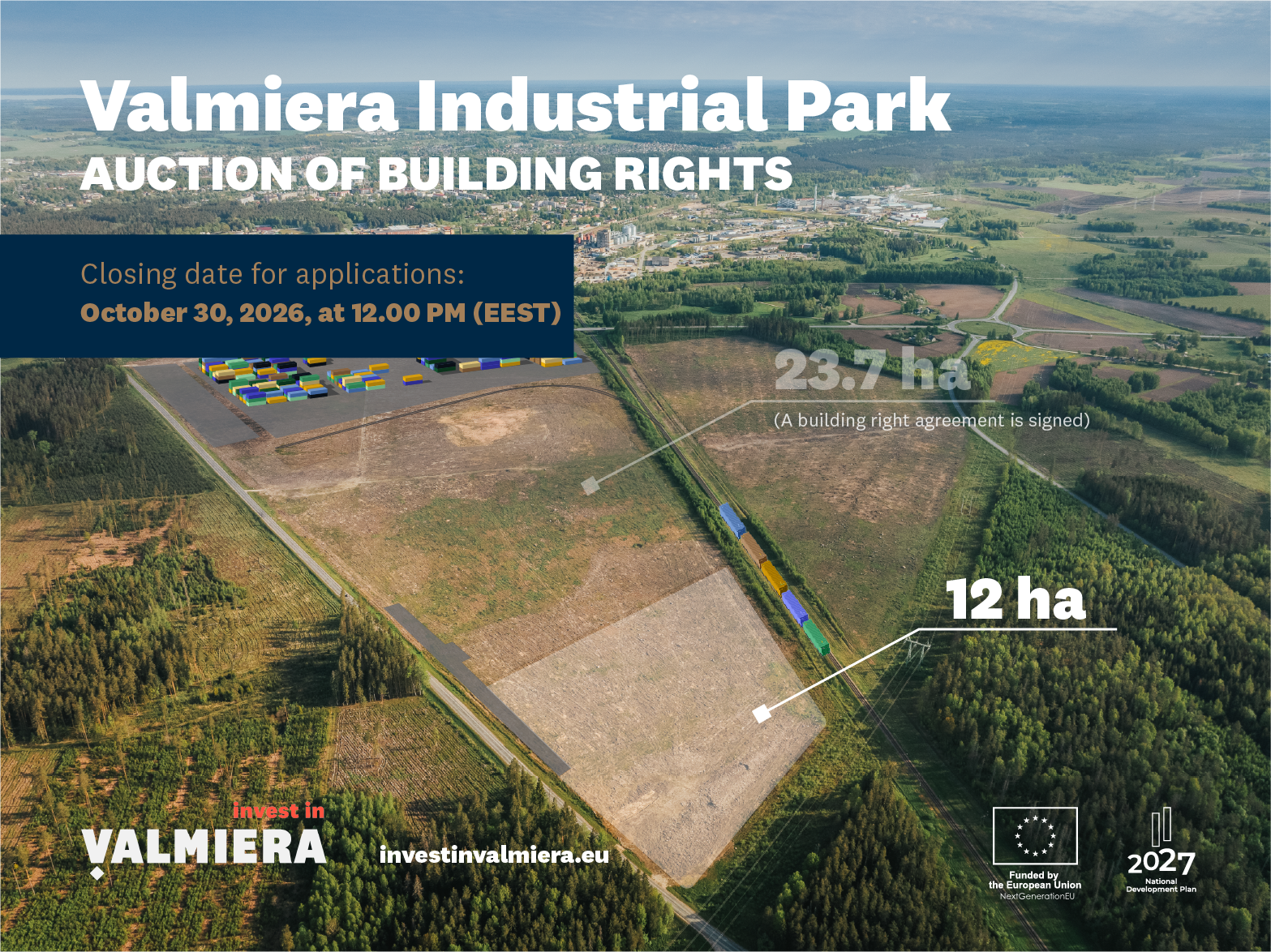 Final 12 ha development area available for investors in the fully built, nationally significant Valmiera Industrial Park
