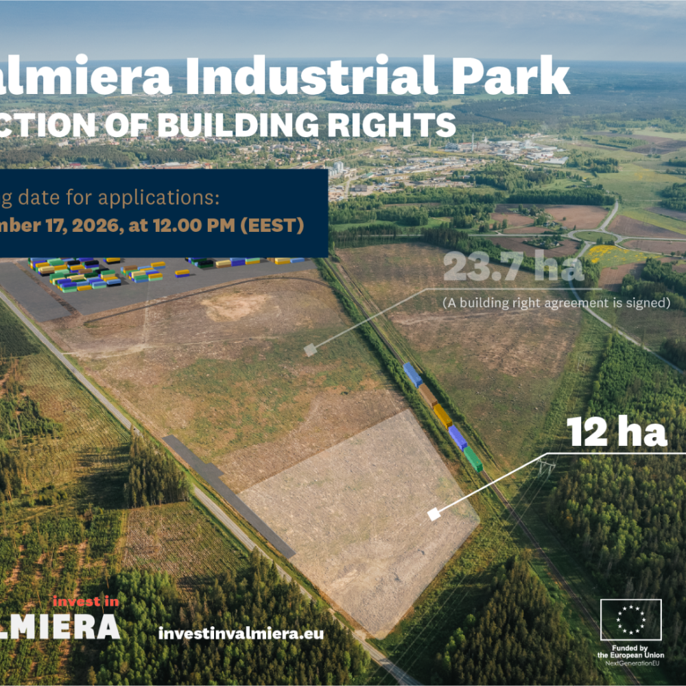 Final 12 ha development area available for investors in the fully built, nationally significant Valmiera Industrial Park