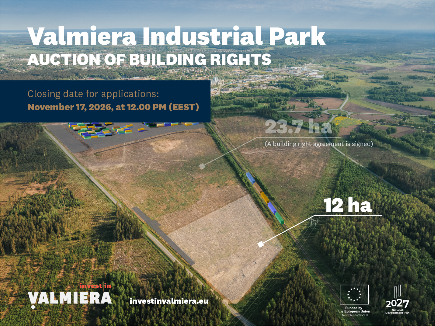 Final 12 ha development area available for investors in the fully built, nationally significant Valmiera Industrial Park